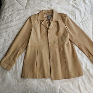 Vintage Jessica Holbrook Women's Tan Leather Jacket, Size L